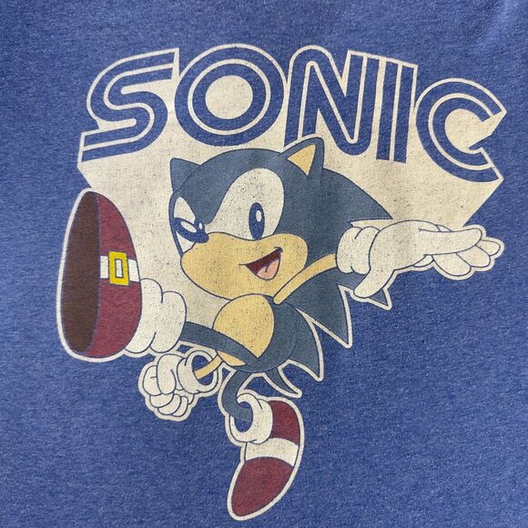 Sega Sonic Hedgehog Blue Graphic T-Shirt Men's XL Video Game Tee Top Summer - Picture 2 of 4